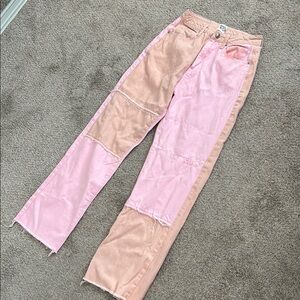 Pink Patchwork Women Jeans